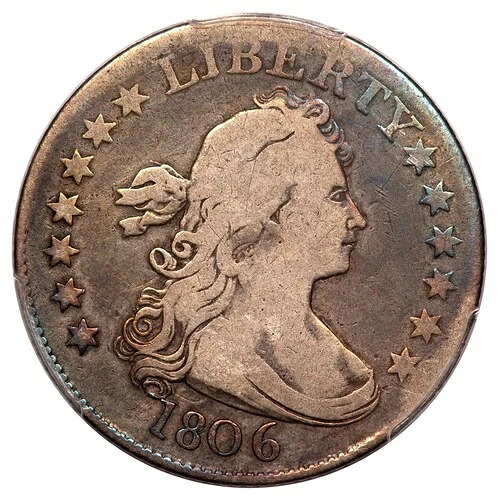 1806年 B-2 25セント ドレープ胸像 クォーター PCGS VG10