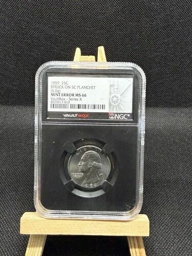 1959年 25セント 5セントプランシェット刻印 ミントエラー MS66 ボールトボックス シリーズX