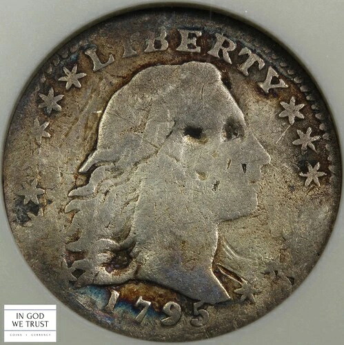 1795年製 流れるような髪のシルバーハーフダイム H10C オールドソープボックスホルダー ANACS VG 詳細