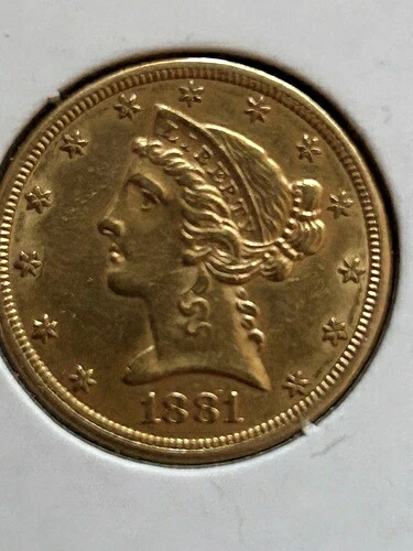 1881年 5ドル リバティヘッド ゴールド ハーフイーグル - AU