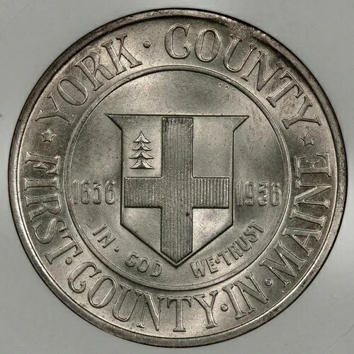1936 ANACS MS64 クリップ ヨーク シルバー 1/2ドル ミントエラー オールド ホワイト ホルダー-
