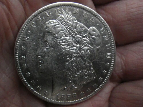 1886O モーガンシルバー $-MS+++UNC-光沢あり-鮮明なディテール-希少-目立つ傷なし