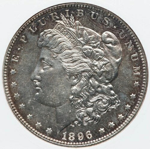 モルガン・ダラー 1896 ANACS MS65 DMPL！美しい周辺部のトーン！驚くほど美しい外観