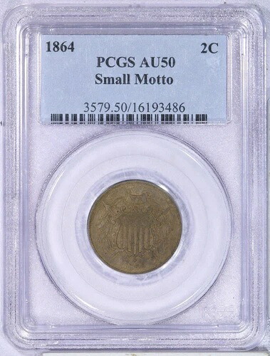 1864年 2セント 2c PCGS AU50 - 小さなモットー