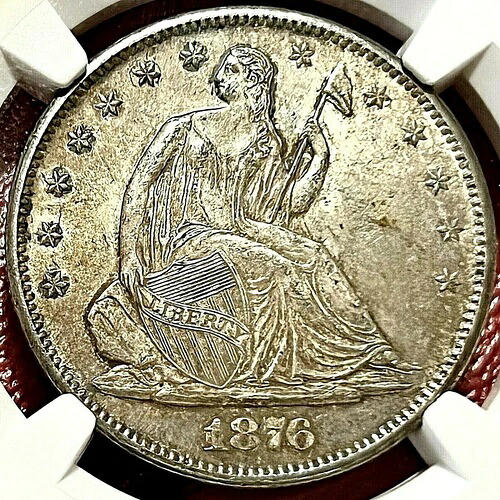NGC MS-63! 1876-S 自由の女神半座像