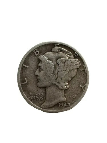 1942年 マーキュリー・ダイム 10セント銀貨 ? 米国造幣局コレクターズアイテム ? フィラデルフィア