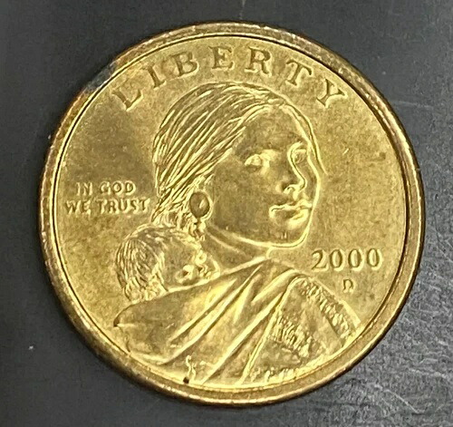 2000 D サカガウィア 1ドル硬貨 米国リバティ ゴールドカラー 流通
