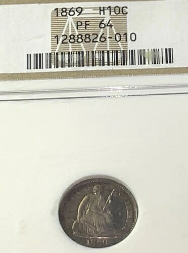1869 年米国造幣局発行の Seated Liberty Half Dime NGC/ANACS PR64、このグレードでは超レア!
