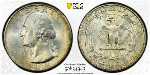1932年ワシントンクォーター PCGS MS66+