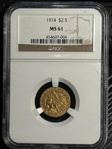 1914年 ゴールド クォーター イーグルス $2 1/2 インディアンヘッド NGC MS-61-