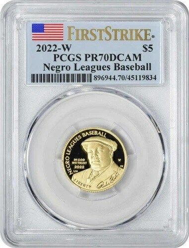 2022-W ニグロリーグ野球記念 5ドル金貨 PR70DCAM ファーストストライク PCGS
