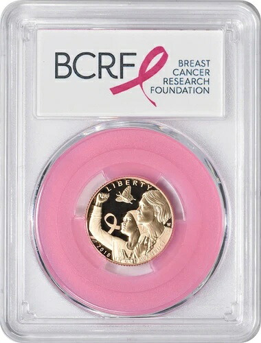 2018-W 乳癌啓発 $5 ゴールドコメム ファーストストライク PR69DCAM PCGS ピンク-