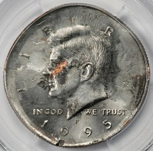 1995年 PCGS MS64 ダブルストライク BS 銅製ケネディハーフダラー造幣局発行エラー