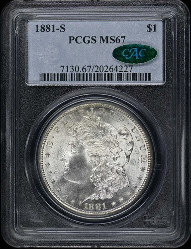 1881-S 1ドル モルガン・ダラー PCGS MS67 (CAC)