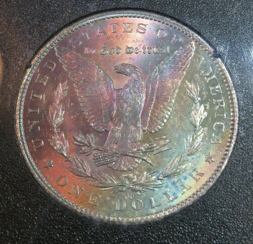 シングルモルガン銀貨 レインボートーニング 1884/CC BIN #LA11