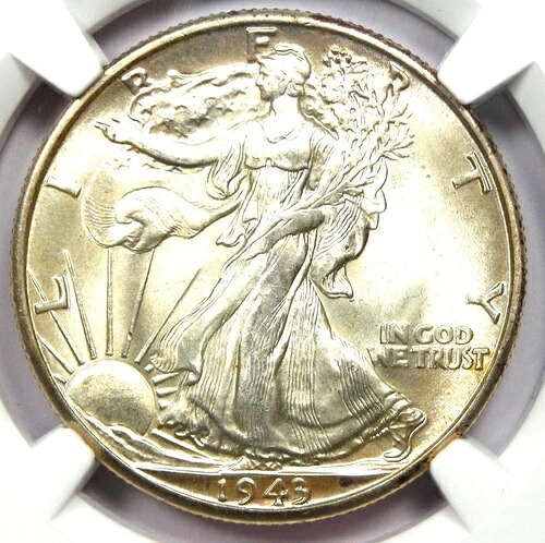 1943-D ウォーキング リバティ ハーフ ドル 50C - NGC MS67+ プラス グレード - 価値 1,650 ドル!