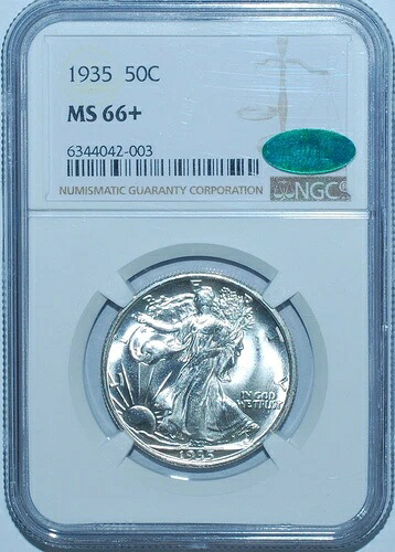 1935年 NGC MS66+ CAC ウォーキング・リバティ・ハーフダラー｜WORLD RESOURCE【QUEEN店】