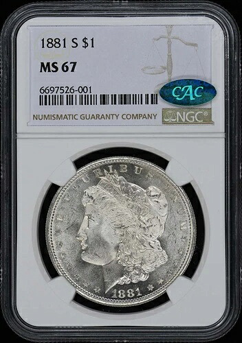 1881年-S モーガンドル S $1 NGC MS67 (CAC)-｜WORLD RESOURCE【QUEEN店】 236,610円