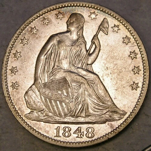 1848年 O自由の女神座像 シルバーハーフドル 希少 非常にクリスプ・ドレーパリ フェザーヘア- 236,610円