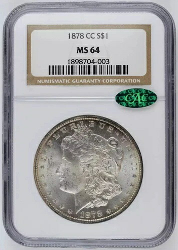 1878 CC モルガン銀貨 NGC MS-64 CAC