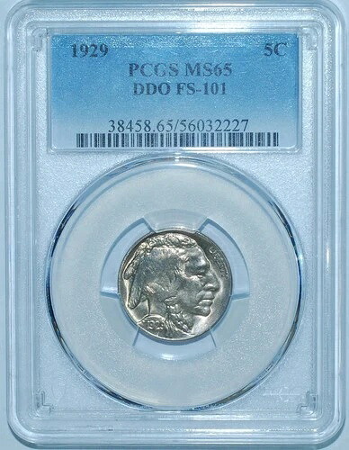1929年 PCGS MS65 FS-101 DDO ダブルダイオブバース バッファローニッケル-