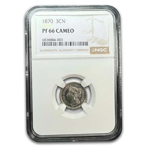 1870年 スリーセント PF-66 カメオ NGC-