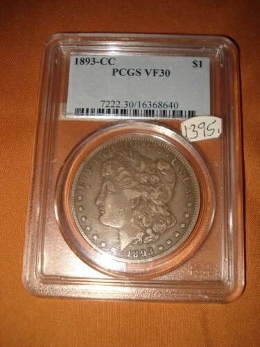 1893年-CC PCGS VF30 $1 モーガンシルバードル-送料無料-