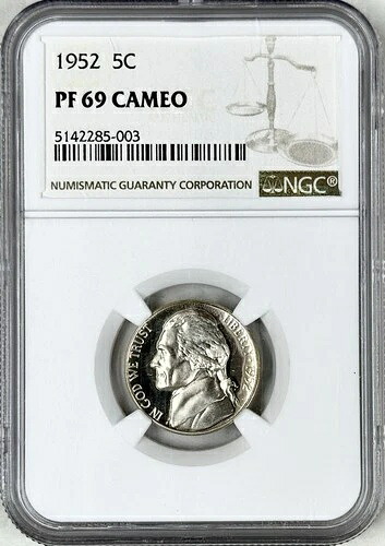 1952年 プルーフ ジェファーソンニッケル NGC PF69 カメオ-
