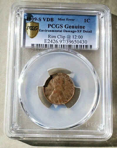 1909年-S VDB セントリムクリップエラー レア PCGS XF 詳細 + 8x10 カラー写真 BCS/430-