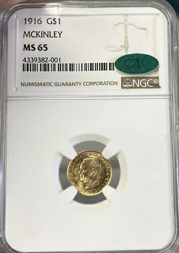 1916年 NGC/CAC MS65 1ドル マッキンリーゴールド記念品
