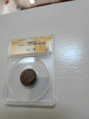 1886年 インディアンヘッドセント タイプ2 CA 羽毛MS 64 BRN- 238,590円