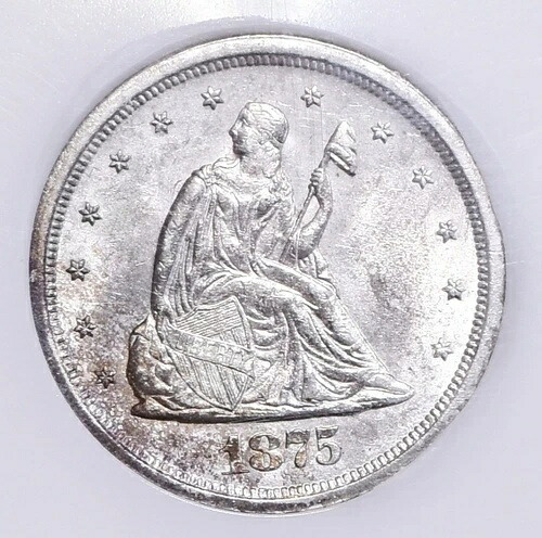 1875-S 20セント硬貨 - 古いプラスチック製 Ch BU (#58434-K)