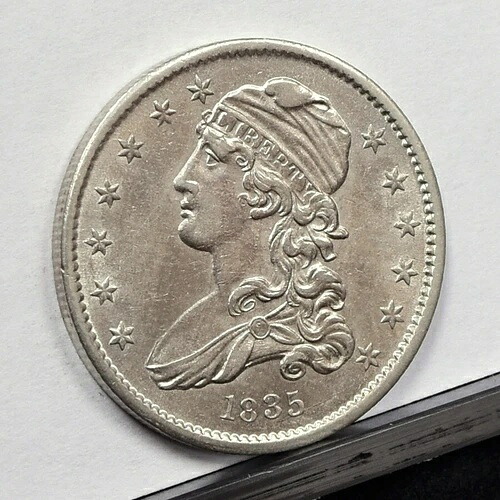 1835年 胸像クォーター - 細部不明、クリーニング済み (#58645-L) 299,475円
