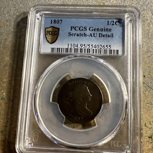 1807年製 アメリカ合衆国 ハーフセント ほぼ未使用 PCGS J-604 傷あり
