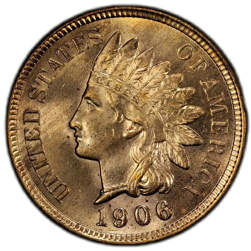 1906 年インディアン セント - PCGS MS65RD - 燃えるような赤色 - PQ 品質!