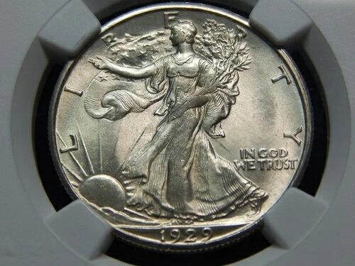 1929年-D 50セント 歩く自由の女神ハーフドル MS-64 NGC、素敵なコイン! 宝石に見えます!-
