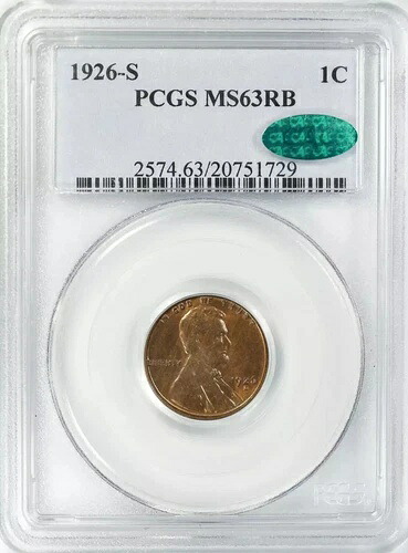 1926年 S リンカーン ウィート セントペニー 1C PCGS & CAC 認定 MS 63 RB ミント UNC (729)