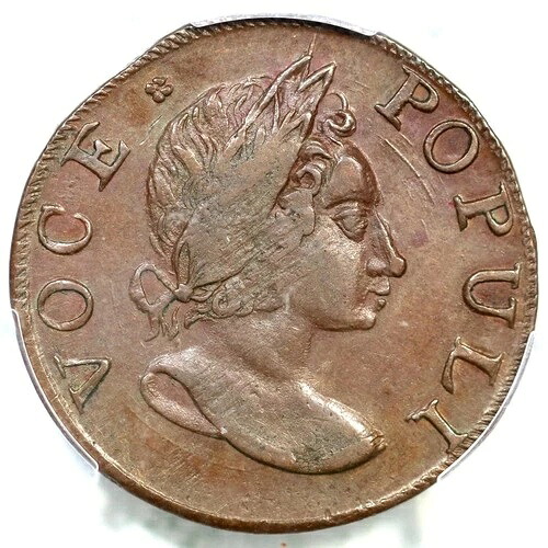 1760 N-15 R-4 PCGS AU 55+ No P Voce Populi コロニアル銅貨