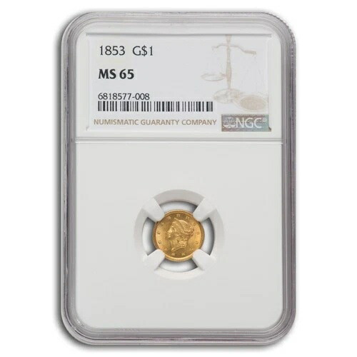 1853年 1ドル リバティヘッド金貨 MS-65 NGC