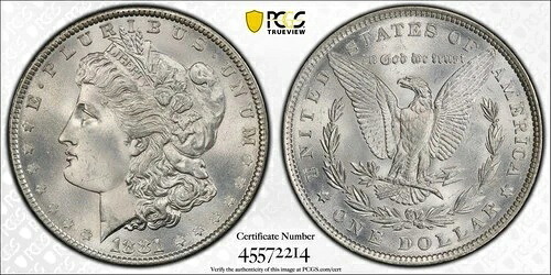 1881年 P モルガン銀貨 PCGS MS-66