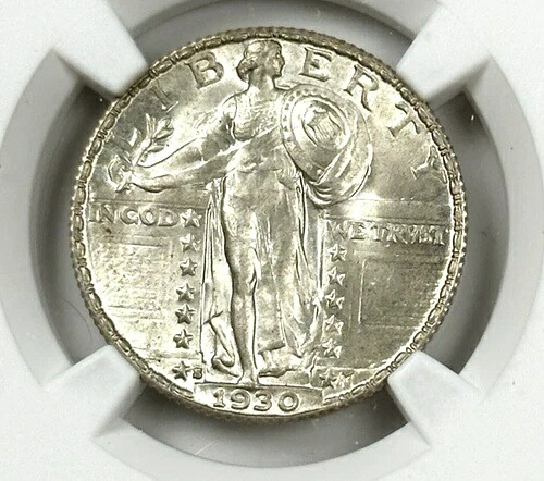1930年 アメリカ合衆国 シルバー自由の女神立像クォーター 25セントコイン NGC MS 66 FH-