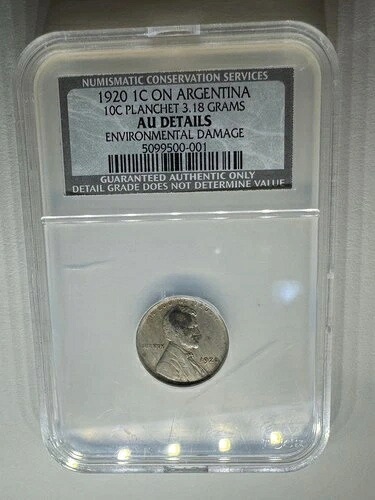 1920年 1セント リンカーン セント アルゼンチン製 10セント プランシェット 3.18g レアエラー｜WORLD RESOURCE【QUEEN店】