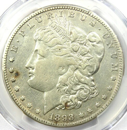 1893年-CC モーガンシルバー ドル $1 カーソンシティコイン-認定 PCGS XF ディテール (EF)-