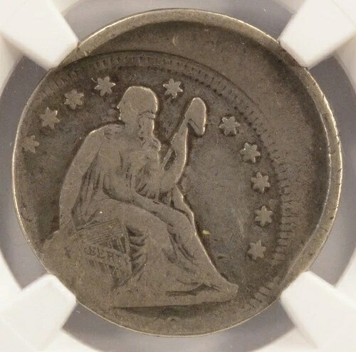 NGC 25セント 着席型自由の女神像クォーター 20%オフセンター鋳造 VG10