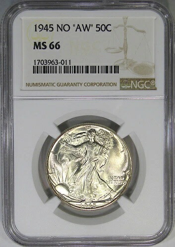1945 50C NGC MS66 NO AW FS-901 WALKER ~ 輝く黄金の霜 & 希少品!
