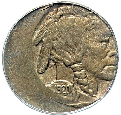 1920 年 バッファロー ニッケル 30% オフ センターエラー PCGS MS-62!