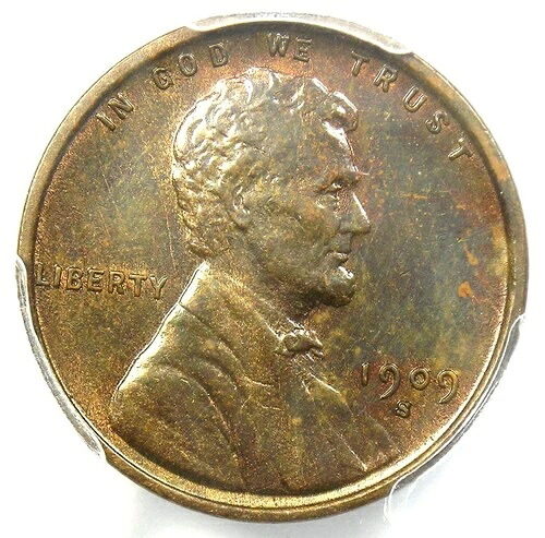1909年-S VDB リンカーンウィートセント 1C ペニーコイン-PCGS 未流通ディテール (UNC MS )-