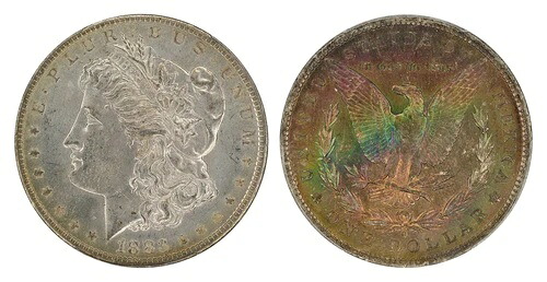レインボートーン 1883-O US モーガンシルバー ドル PCGS MS66+- 300,960円