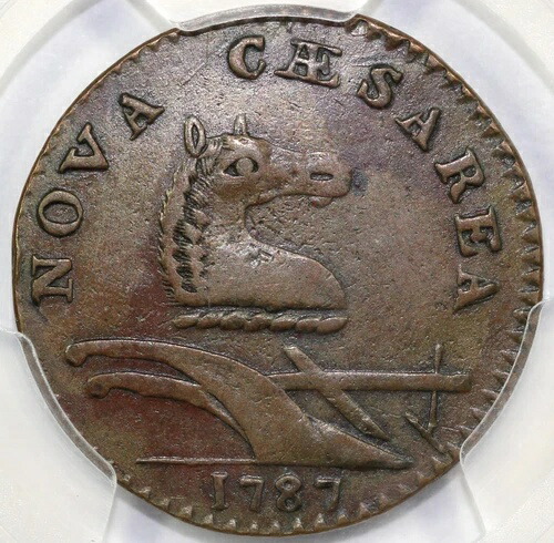 1787年 1/2p M.37-J ゴイターミックスニュージャージー コロニアル PCGS XF ディテール環境 ダメージ-