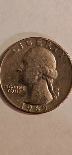 1965年ワシントンクォーター、ミントマークなし、文字エラーあり、希少な米国コイン